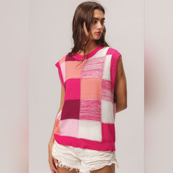 BiBi Color Block Round Neck Sweater Vest - Picture 3 of 5